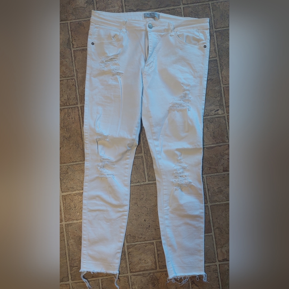SZ 15X32 WOMEN'S JUDY BLUE BOUTIQUE WHITE DISTRESSED JEANS